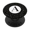 Monogram Letter A Initial Black Light Grey Leopard Print PopSockets Swappable PopGrip