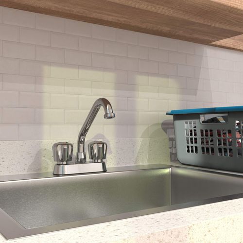 Belanger 3040W Dual Handle Laundry Tub Faucet with Swivel Spout and Hose End for Utility Sink, Polished Chrome