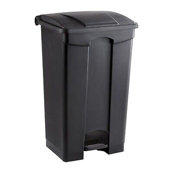 Durable 23-Gallon Black Garbage Can with Hands-Free Foot Pedal for All Rooms