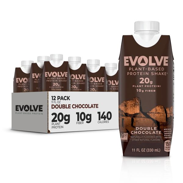 Evolve Plant Based Protein Shake, Double Chocolate, 20g Vegan Protein, Dairy ...