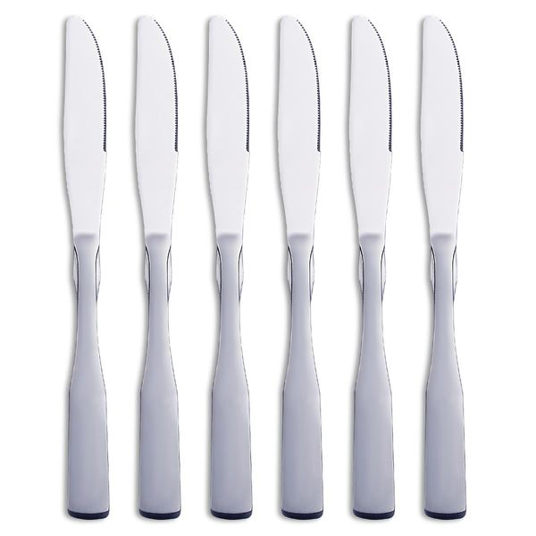 FULLYWARE Dinner Knives, Stainless Steel 8.7” Heavy Duty Knife Table Knife Silverware, Metal Knife Cutlery Set, 6-Piece