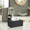 BTSKY PU Leather Rectangular Tissue Holder Box - Household/Office Tissue Box Cover, Textured Tissue Paper Box Case Napkin Holder, Black