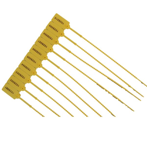 100 X YELLOW SECURITY TAGS NUMBERED PULL TIES SECURE ANTI-TAMPER SEALS