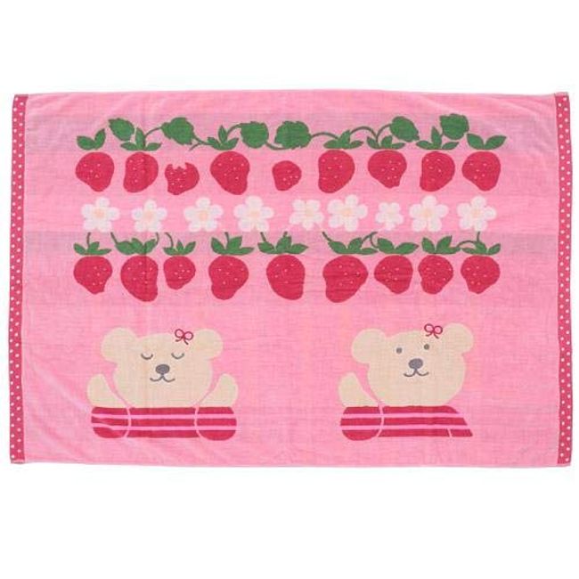 Rainbow Bear Large Bath Towel, Wakuwaku (Pink), Towel Blanket, Imabari Towel