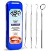 Dental Hygiene Kit - Calculus & Plaque Remover Dental Tool Set - Stainless Steel Tarter Scraper, Tooth Pick, and Mouth Mirror - Dentist Instrument Set for Teeth Cleaning (Blue)