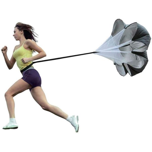 Resistance Fallschirm Umbrella,Running Parachute 56" Speed ​​Training Resistance Fallschirm Regenschirm für Running Chute & Fitness Explosive Power Training (Schwarz)