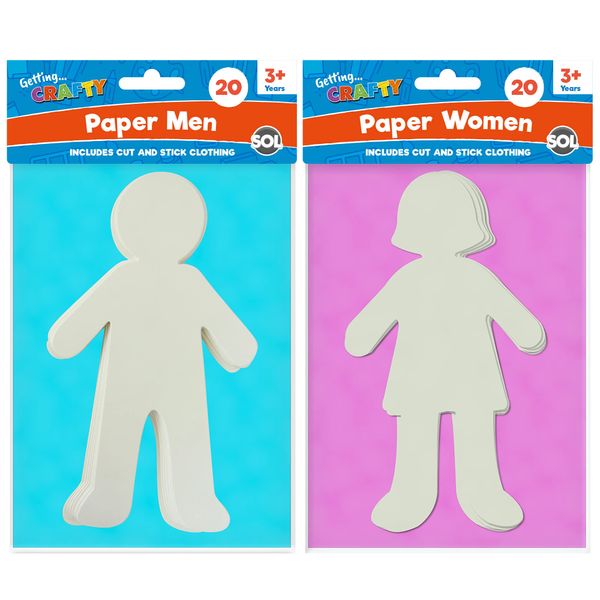 40pk Paper People Cut Outs | Craft Paper For Kids | Paper Dolls Cut Out People | Paper Cut Outs People Cardboard Cutout | Paper Dolls Craft Packs for Children Arts Crafts | The Cut-Out Girl and Boy