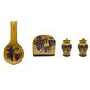 ACK Hand Painted Ceramic Tuscany Sonoma Grape Table Top Set, Pepper and Salt Shakers,Napkin Holder and Spoon Rest, Kitchen Décor