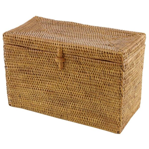 Basket with Lid, Small Items, Basket, Makeup Box, Ata, Asian Goods, Ethnic, Natural, Rectangular