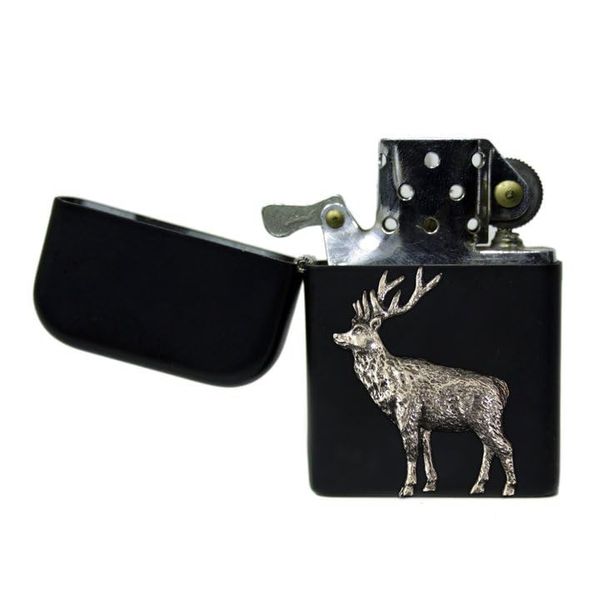 Knight Stag matte black stormproof petrol lighter