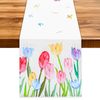 AONSOULE Easter Table Runner 13×72 Inch - Spring Floral Runner with Tulip and Butterfly Home Decorations, Spring Easter Table Decor