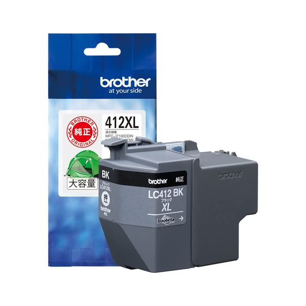 Brother Industries, Genuine Brother Ink Cartridge Black (High Capacity), LC412XLBK Compatible Model Number: MFC-J7300CDW, MFC-J7100CDW, etc