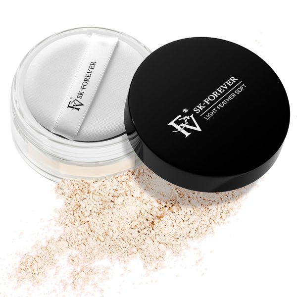 FV Puder Makeup Setting Powder,Fixier Puder mit Puff,Translucent Loses Powder zum Mattieren und Baking Powder, Ebenmäßigen Teint ，Lang anhaltende Ölkontrolle (Elfenbein)