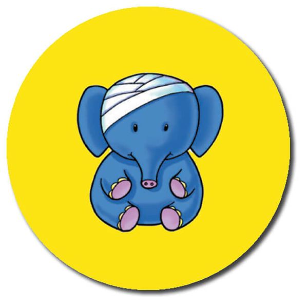 105 Personalised First Aid Head Bump Elephant Animals Accidents Childrens Pupils School Nurse Safety Teachers Stickers 37mm Primary Teaching Services