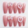 24pcs Beautiful Pink Nail Tips Butterfly Nail for Wedding, Party, Holiday, Dating, Prom, Daily Life