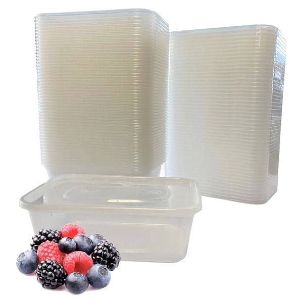 Clearly Plastic Food Containers with Lids, Pack of 50 Food Storage Containers, Microwave-Safe and Freezer-Friendly Food Storage, Dishwasher-Safe Meal Prep Containers with Leak Proof Seal, 750ml