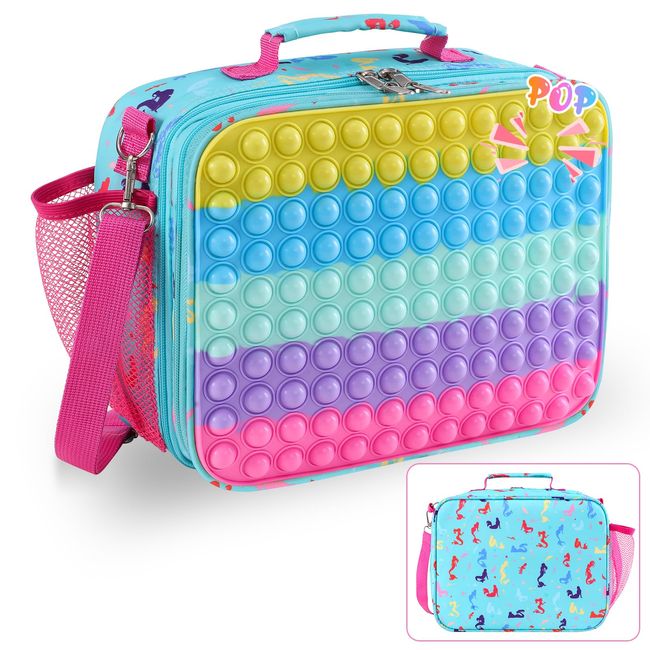 Pop Lunch Box Kids Lunch Bag for Girls Back to School Insulated Pink Lunch Box Reusable Food Containers Lunch Box School Supplies Leakproof Cooler Lunch Tote Bag for Work Office Travel School Picnic