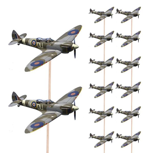 Spitfire Aircraft Army Military Food & Cupcake Picks Toppers Party Decorations VE Day - Events - Decorating - Accessories GB (pack of 14)