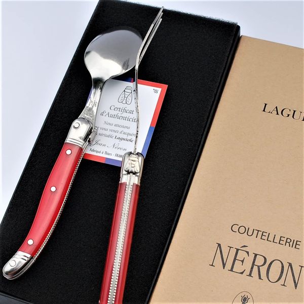 Lagueur ABS Handle Teaspoon Cake Fork Set ROUGE Gift Box