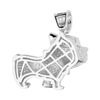Premium Bling - 925 Sterling Silver 3D Dog Pendant, Sterling Silver, Cubic Zirconia