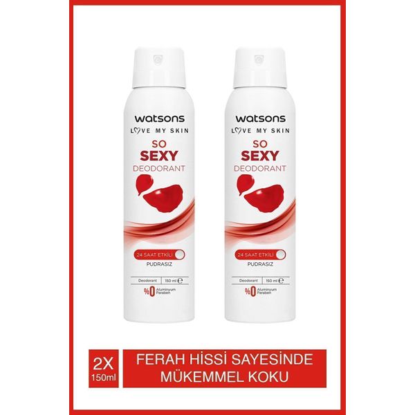 So Sexy Deodorant 24 Saat Etkili Pudrasız Sprey 150 ml 2 Adet