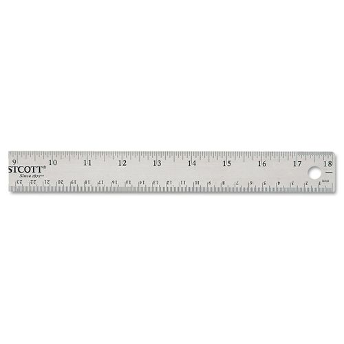 Westcott 10417 Stainless Steel Metal Ruler with Non-Slip Cork Base, 18 In
