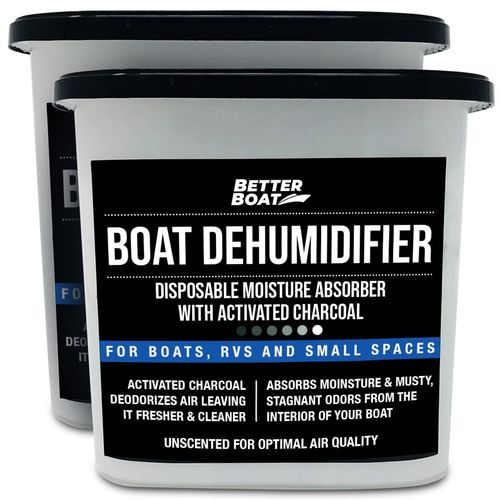 Moisture Absorber and Boat Dehumidifier, Charcoal Odor Remover for Damp Smell and Humidity, Unscented and Fragrance-Free, 2 Pack, Ideal for Basement, Closet, Home, RV, or Boating, No Refill Needed