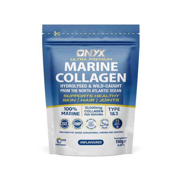 Onyx Marine Collagen Powder 150g (Type I & III) | Wild-Caught Arctic Cod | Collagen Supplements for Women & Men | Skin, Hair, Muscles, Joints, Bones & Gut Health