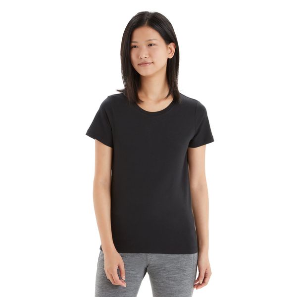 Icebreaker Merino Women's Cool-Lite™ Short Sleeve Cotton T-Shirt - Basic Casual Shirt, Black, Small