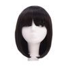 LESUN Wig, Full Wig, Straight, Bob, Oblique Bangs, Semi-Short, Smooth Straight, Fluffy, Makes Your Face Look Smaller, Loose and Cute, Heat Resistant, With Net (Black, Flat)