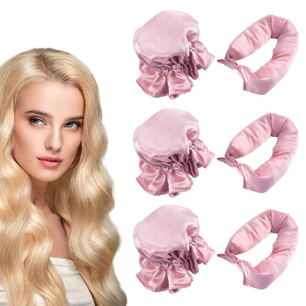 Zonoori 3 Stück Lockenwickler Ohne Hitze, Satin Heatless Heatless Curls Band, Hair Curler No Heat für Alle Hair Type