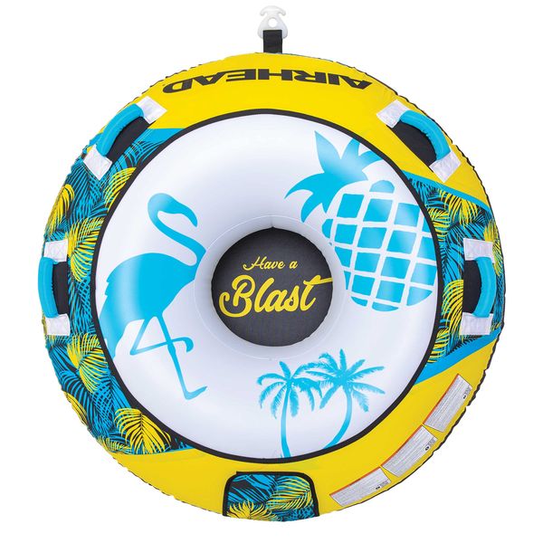 Airhead Blast Towable 1 Rider Tube for Boating and Water Sports, Kwik-Connect Tow, Double-Stitched Partial Nylon Cover & Speed Safety Valve for Easy Inflating & Deflating