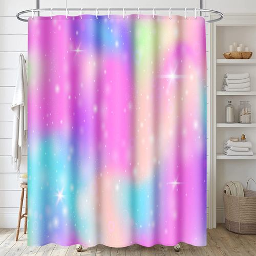 ArtSocket Unicorn Rainbow Bathroom Set with Shower Curtain and Rugs Accessory, Universe Princess Watercolor Fantasy Shower Curtain, Abstract Bathroom Decor 4 Pcs