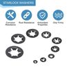 sourcing map 360Pcs 9-Size Internal Tooth Washers Assortment Kit, 65Mn Tooth locking Ring Washers Quick Speed Nut ing Fastener, 9 Size, Black