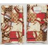 SET OF 2 SAME PRINTED MICROFIBER TOWELS (15 x 25") COFFEE CUPS STACK & SPOONS,SH