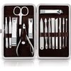Utopia Care 15 Pieces Manicure Set - Stainless Steel Manicure Nail Clippers Pedicure Kit - Professional Grooming Kits, Nail Care Tools With Luxurious Travel Case (Silver)