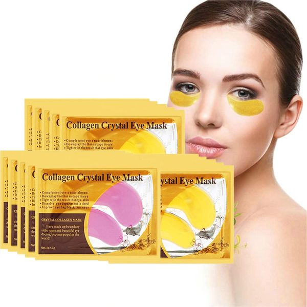 10 Paar Augenpads, Eye Mask,24k Gold Kollagen Augenmaske Eye Pads mit Anti Falten Wirkung,Augenmaske Feuchtigkeit spendende, Anti Aging, entfernen Taschen,dunkle Kreise & Puffiness, Goldx5,Rosax5…