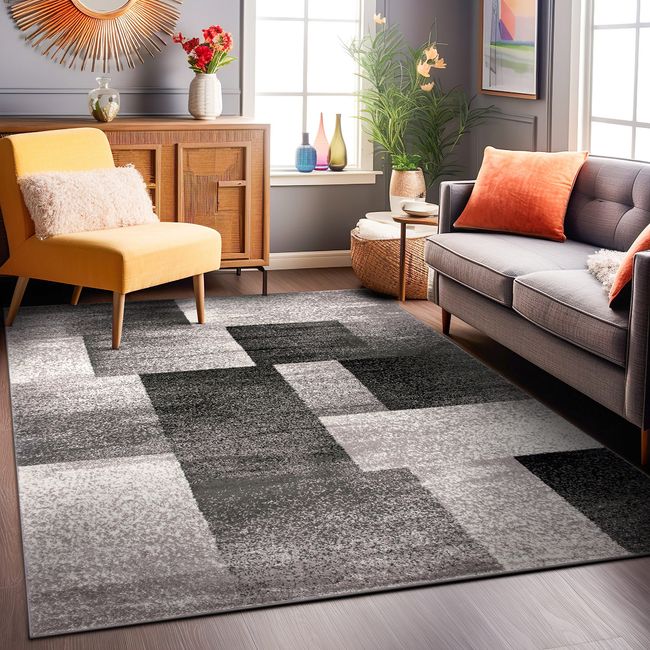 Rugshop Area Rug Contemporary Modern Geometric Boxes Rugs for Living Room 8x10