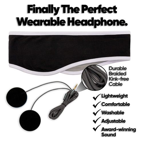 CozyPhones Sleep Headphones - Over Ear Headphones from Ultra Thin Cool Mesh Wired for Side Sleepers, Meditation, Running, Laptop, and Phone - White