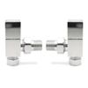 Angled Chrome Cubic Single Heat Radiator Towel Rail Valves
