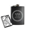 Engraved 8oz Black Hip Flask with Circle Border