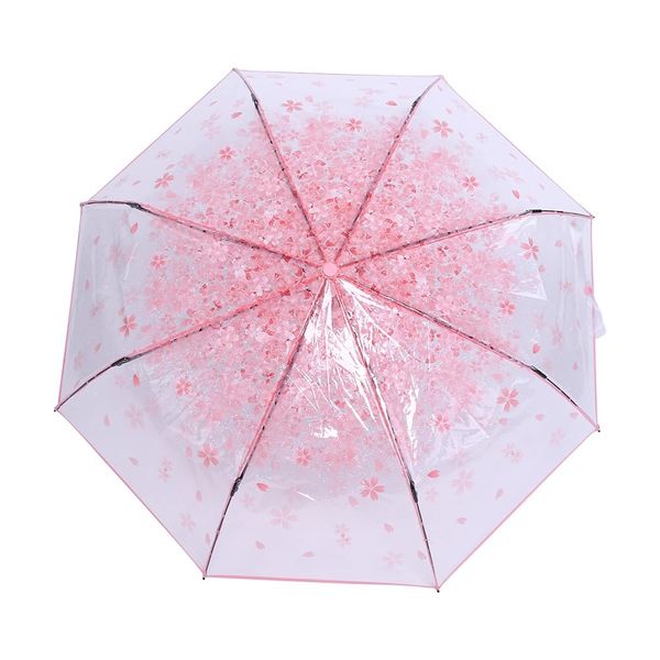 Lazmin Transparenter Sakura-Taschenschirm, klarer Regenschirm Cherry Blossom Fashionable Girls Rain Umbrella(Rosa)