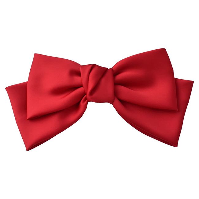 Ribbon Hair Elastic Large Simple Women's Wedding Graduation Ceremony Cute Satin Solid Color 07. Red