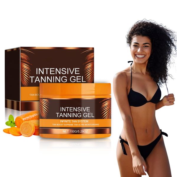 Shefave Intensive Tanning Gel, Karottenöl Selbstbräuner, Cream Bronzer Bräunungsbeschleuniger, Bräunungscreme, Luxuriöses Intensiv Bräunungsgel, feuchtigkeitsspendend Self Tanner, 150g