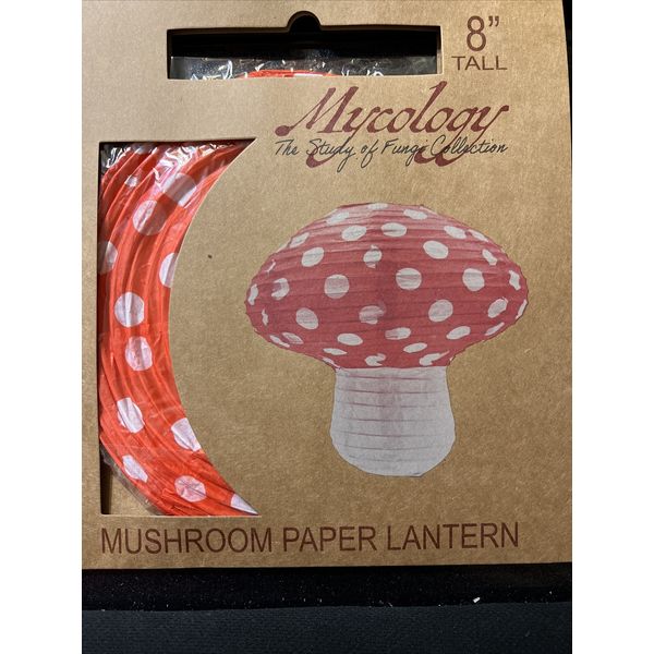 Mushroom Shaped Lantern Portable Paper Lantern Outdoor Decor 8”