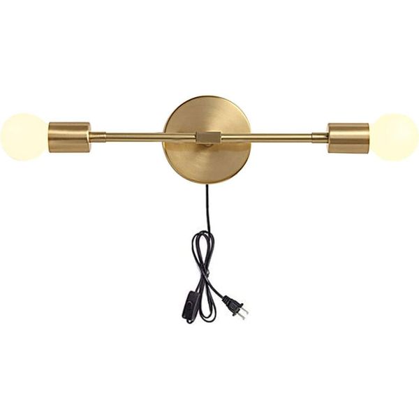 Lighting Gold Plug in Wall Sconce Mid Century Modern Wall Lamp Mounted Sconce 2-