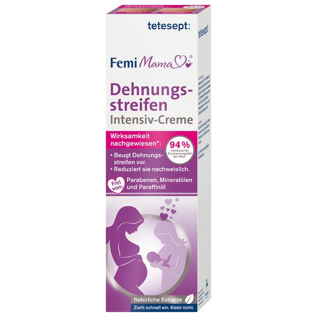 tetesept Femi Mama Dehnungsstreifen Intensiv-Creme – Unterstützt bei der Reduzierung & Vorbeugung von Dehnungsstreifen – 1 x 100 ml