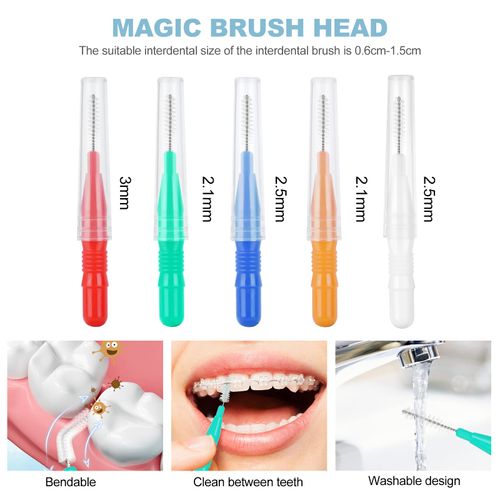 ACWOO Interdental Brushes, 30 Pieces Interdental Brushes, Soft Mini Soft Dental Brushes, Interdental Cleaner Brush, Interdental Toothbrush with 30 Dental Floss