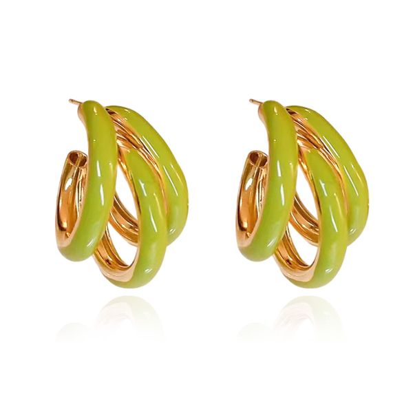 Chunky 14K Gold Plated Hoop Earrings for Women Green Trendy Triple Twisted Hoop Earrings Hypoallergenic Jewelry Gifts for Women Girls