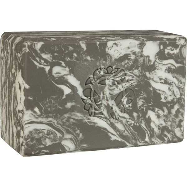 Hugger Mugger 4" Foam Yoga Block - Marbled Storm - strong and stable, beveled edges for comfort, most favored block size, helps with alignment and support in many poses